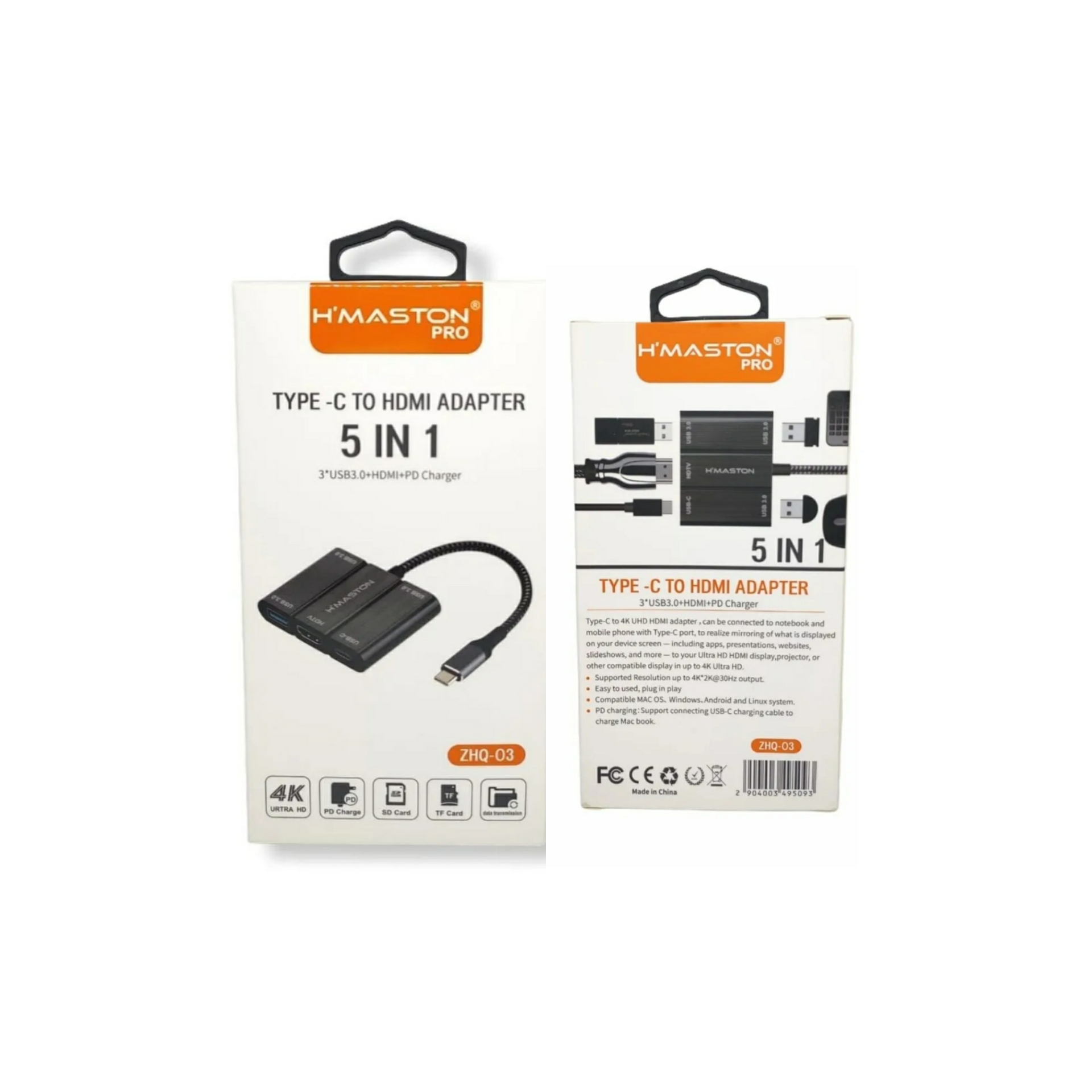 Adaptador Tipo C para HDMI 5 em 1 Hrebos HS-313