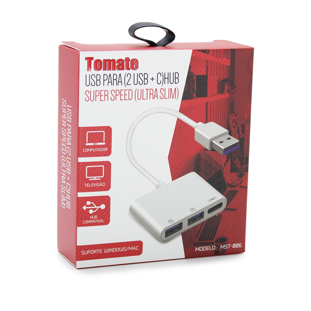 Hub USB p/ 2x USB + USB C Tomate MST-006